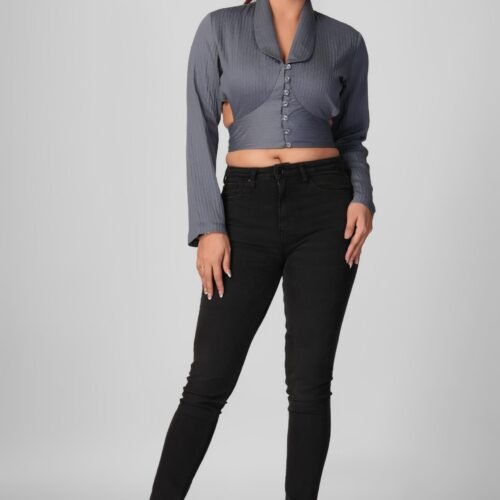 Vintage Pearl Button Grey Jacket - Image 6