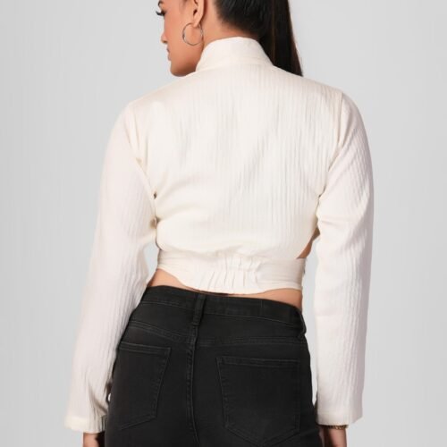Vintage Pearl Button White Jacket - Image 2