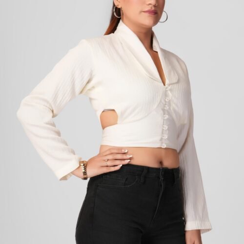 Vintage Pearl Button White Jacket - Image 6