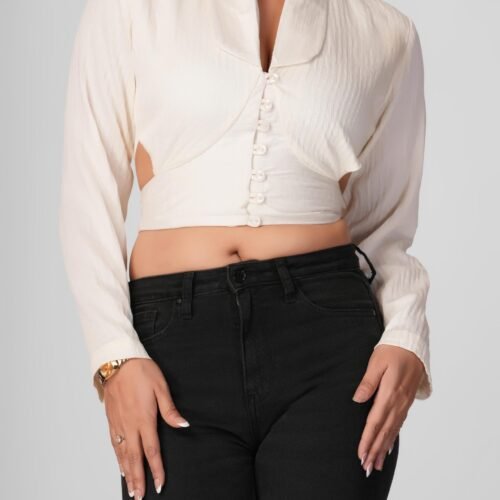 Vintage Pearl Button White Jacket - Image 5