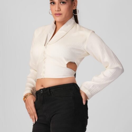 Vintage Pearl Button White Jacket - Image 4
