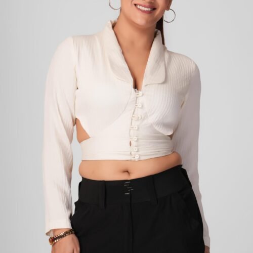 Vintage Pearl Button White Jacket - Image 8