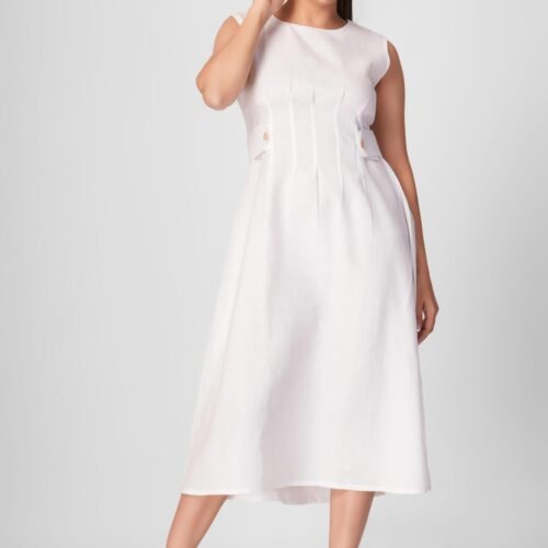 Classic Sleeveless Linen Dress - Image 1