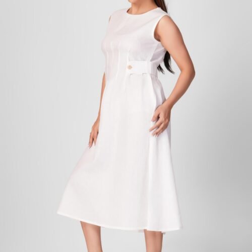 Classic Sleeveless Linen Dress - Image 2