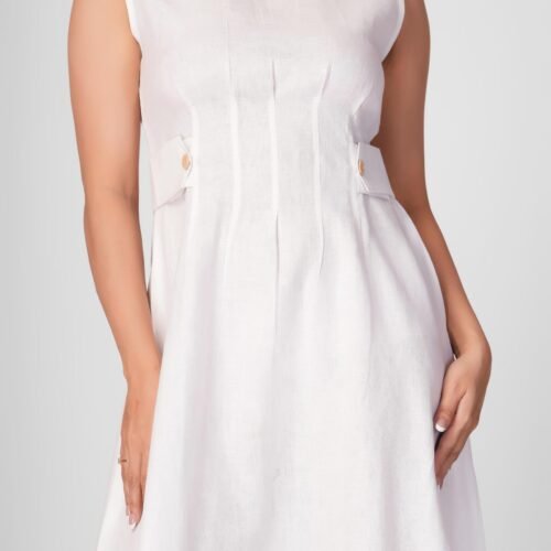 Classic Sleeveless Linen Dress - Image 3